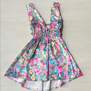 Beginning Boutique Floral Mini Dress - Pink and Blue
